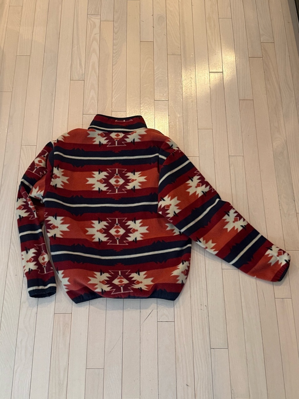 Men's Red Aztec Lightweight Shirt Jacket with Snap Placket - Picture 2 of 3